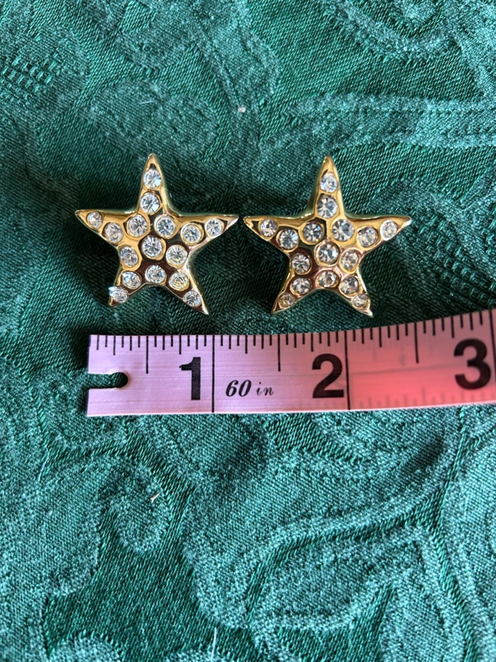 Star Gold and Rhinestone Earrings - Picture 4 of 4